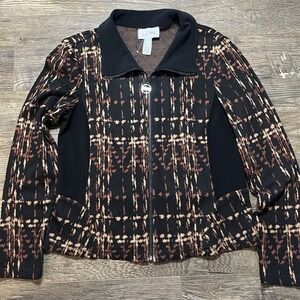 Joseph‎ Ribkoff Women's 10 Multicolored Plaid Jacket Full Zip Black Professional